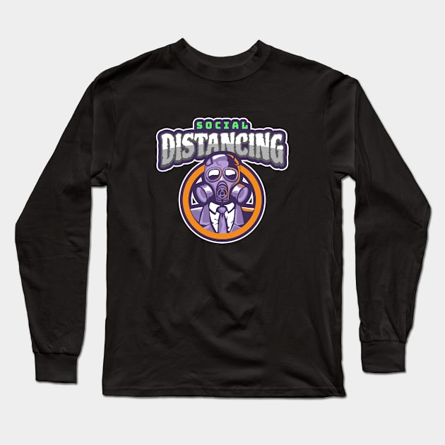 Social Distancing employee skeletor face mask Long Sleeve T-Shirt by Dody